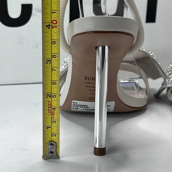 Schutz Mila Nappa Leather Rhinestone Crystal Stiletto Cream Women's 6.5 B NWB - Picture 9 of 13
